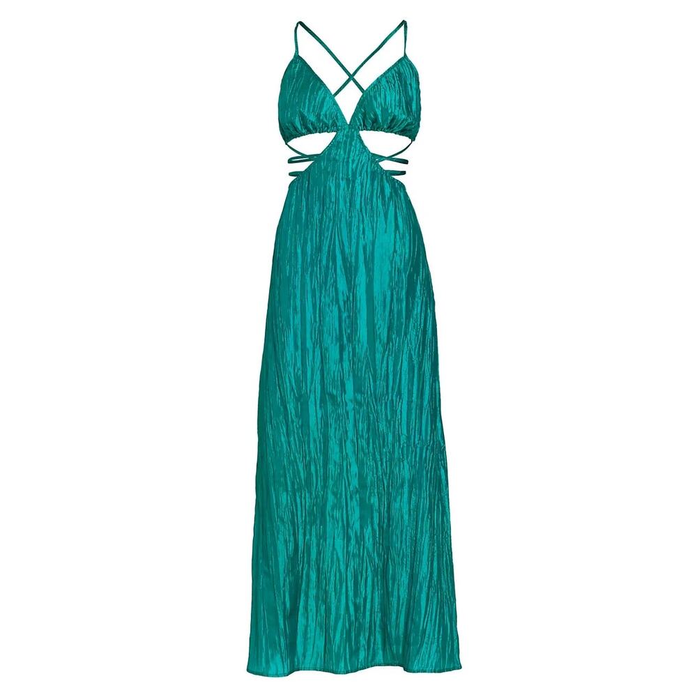 NWT‎ IZAYLA Crinkle Taffeta Cut-Out Maxi Dress - Size M NWT